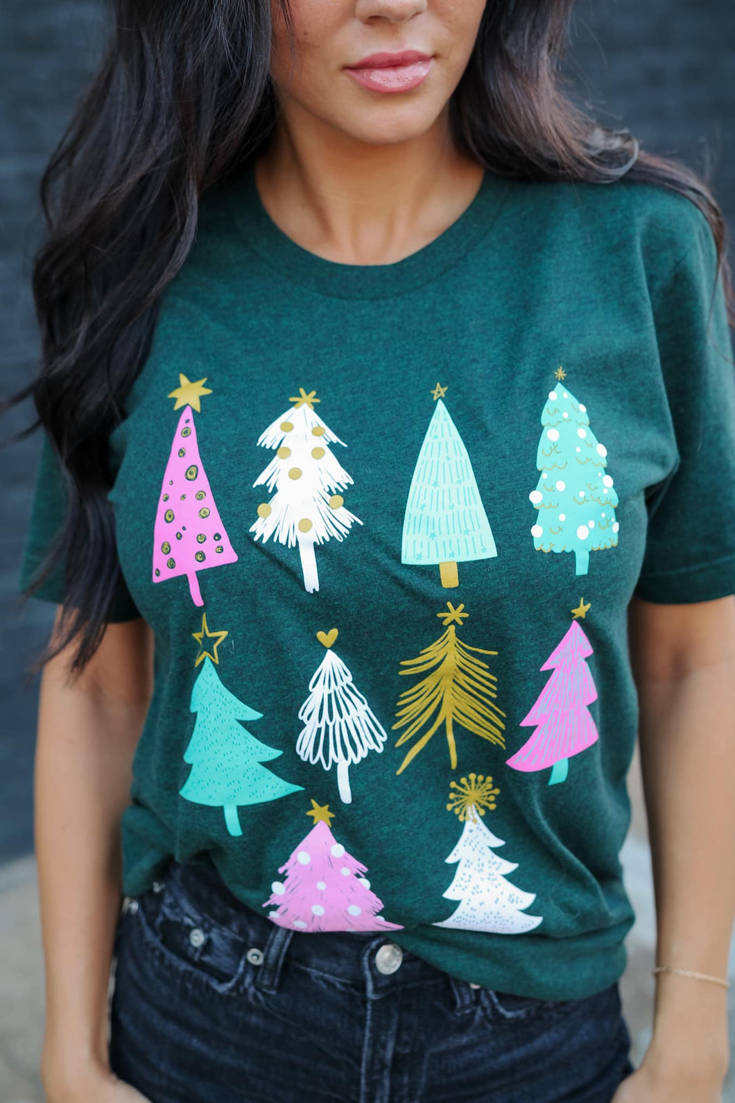 Christmas Trees on Emerald Green Tee