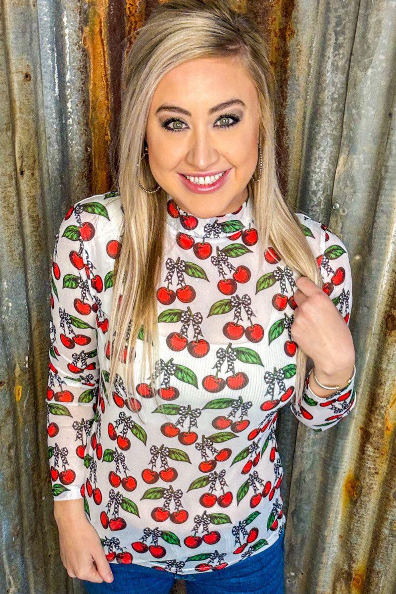 Cherry on Top Mesh Top