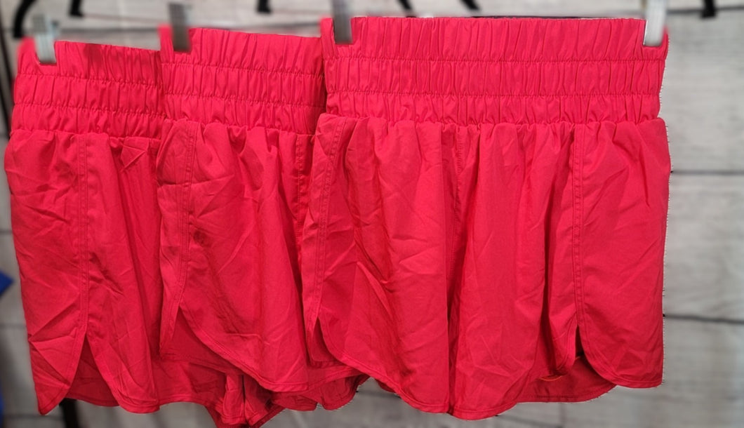 High Waisted Lined Shorts - Red
