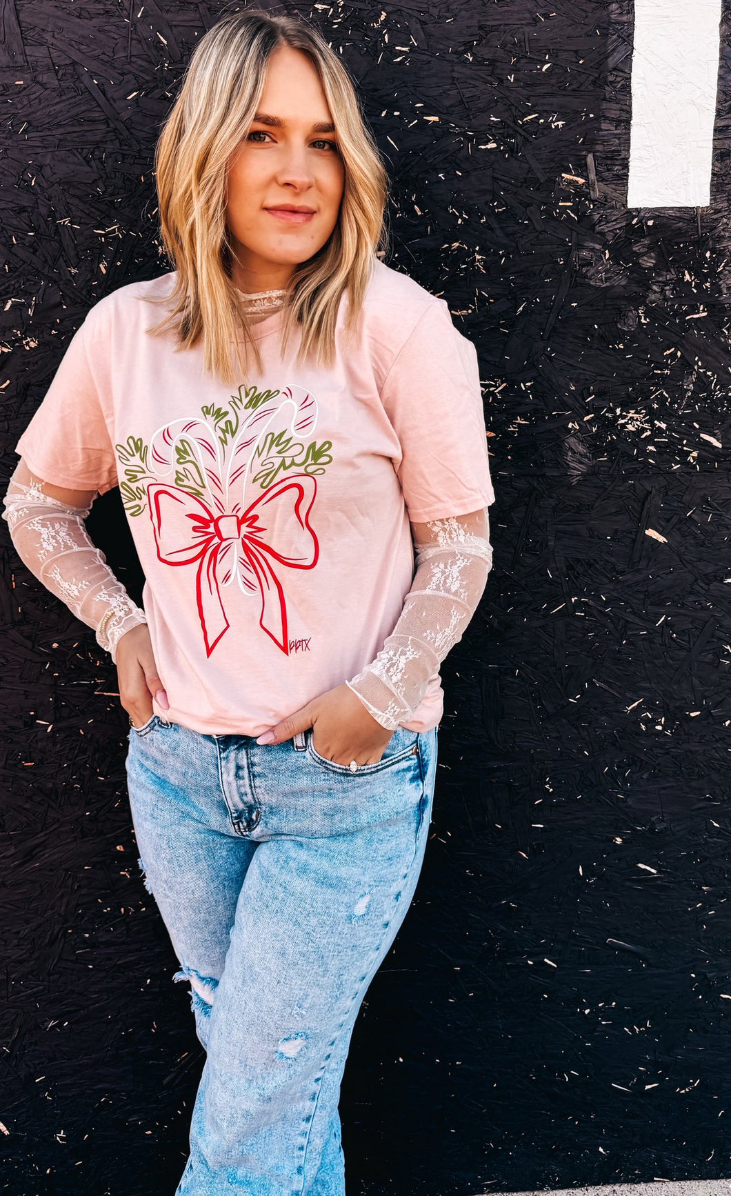 Candy Cane Bow Tee