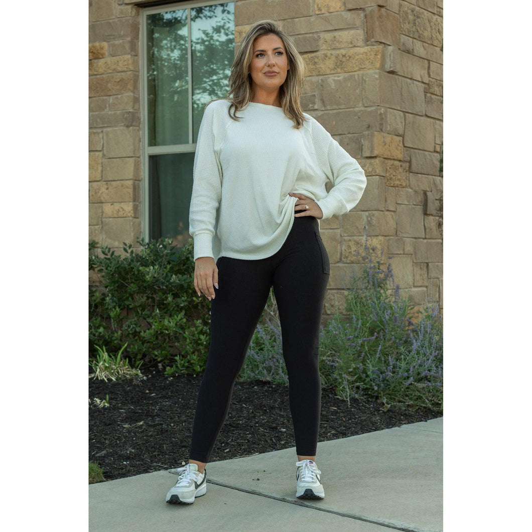 Preorder | The Lilla -   Black FLEECE Full Length Leggings with Pockets Round 4 - Luxe Leggings by Julia Rose®